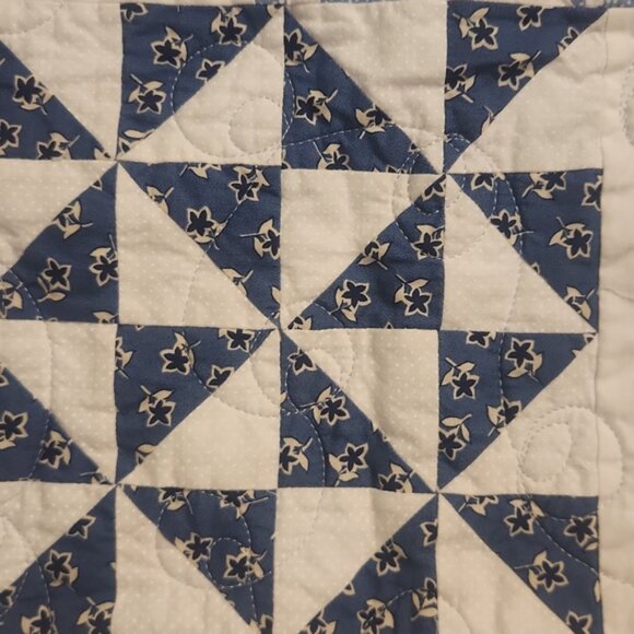 Blue and White Patchwork Quilt